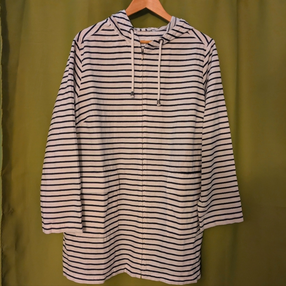 NWT J Jill Mariner Striped Jacket Navy/White